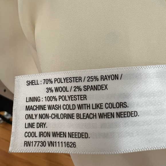 Cream and black polka dot blazer with piping and gold buttons. Size 4. - Picture 6 of 16